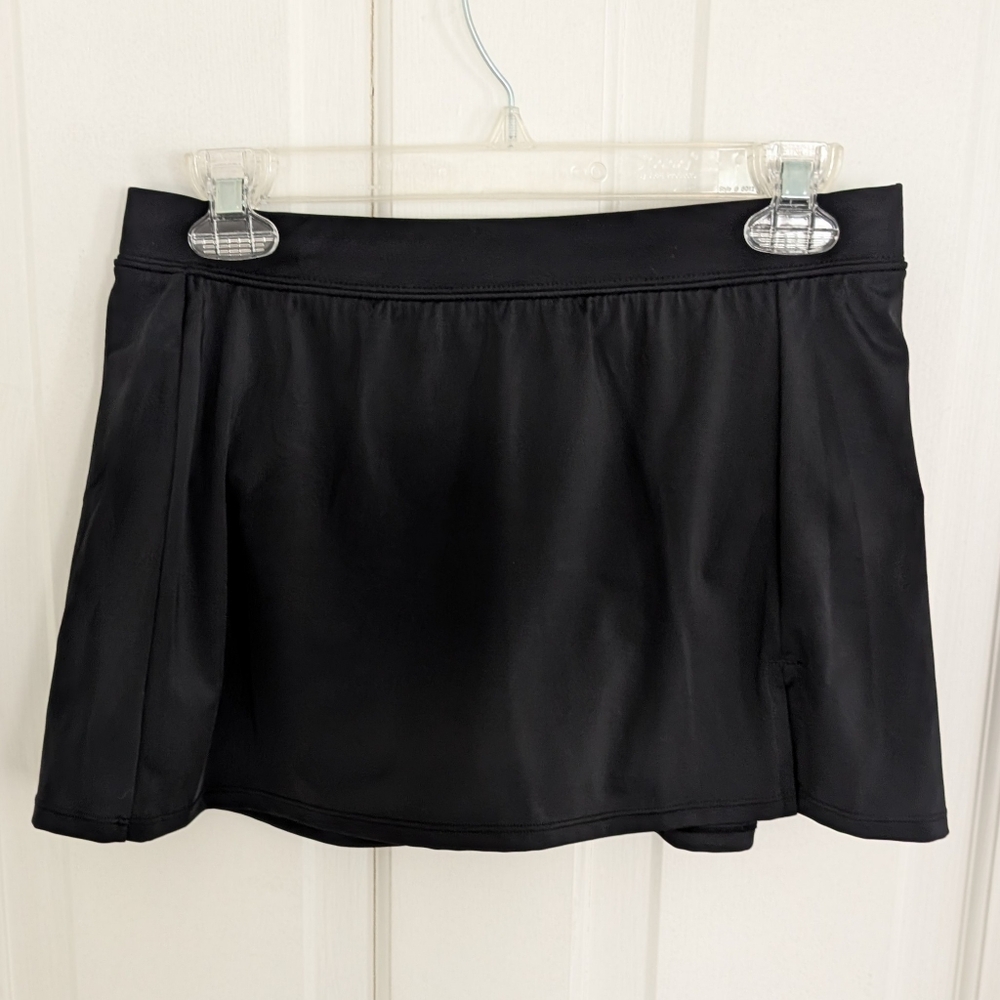 Swim Solutions Womens‎ Swim Suit Skirt SIZE 10 Stretchy Side Slit Beach Black
